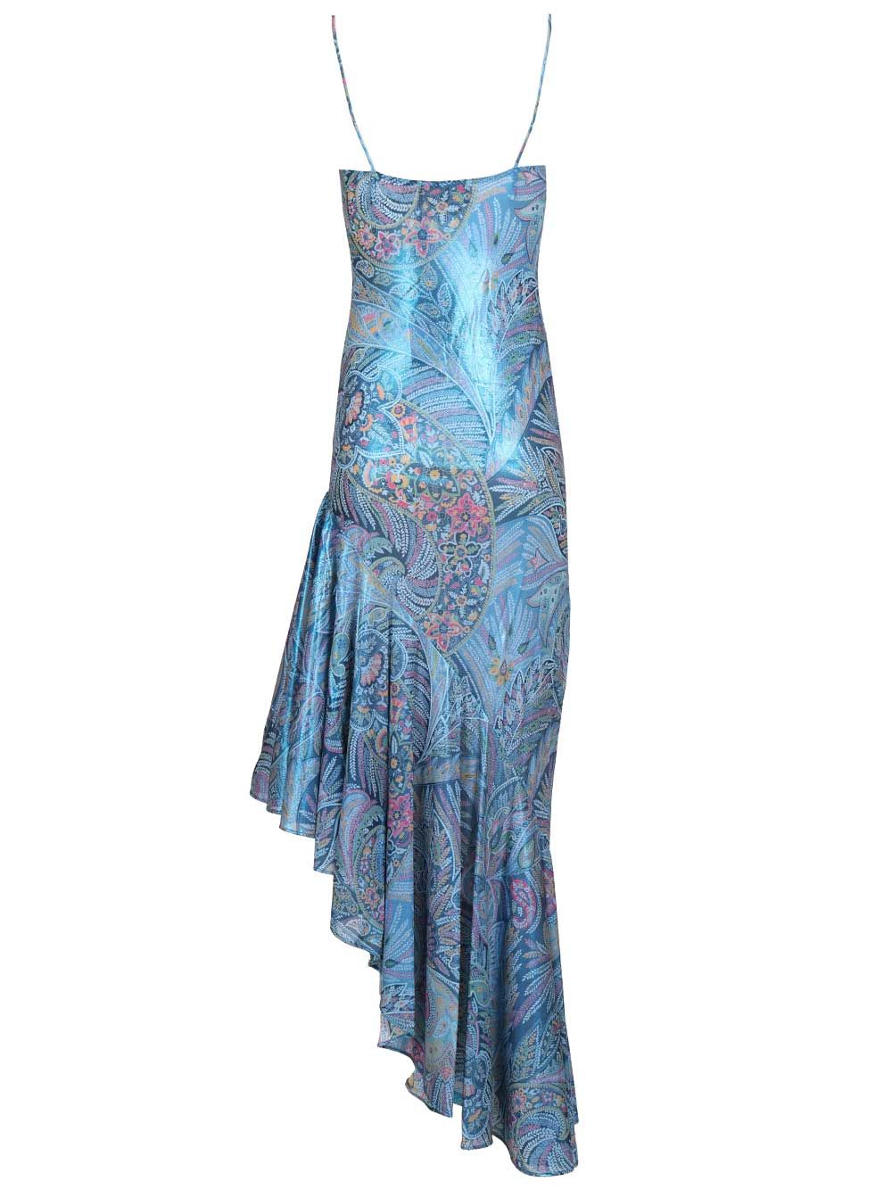 Etro Asymmetrical Dress With Ruffles And Paisley Print Dresses - Blue | edc8e5c984135c1d480ee9afb0c27e454507dd25