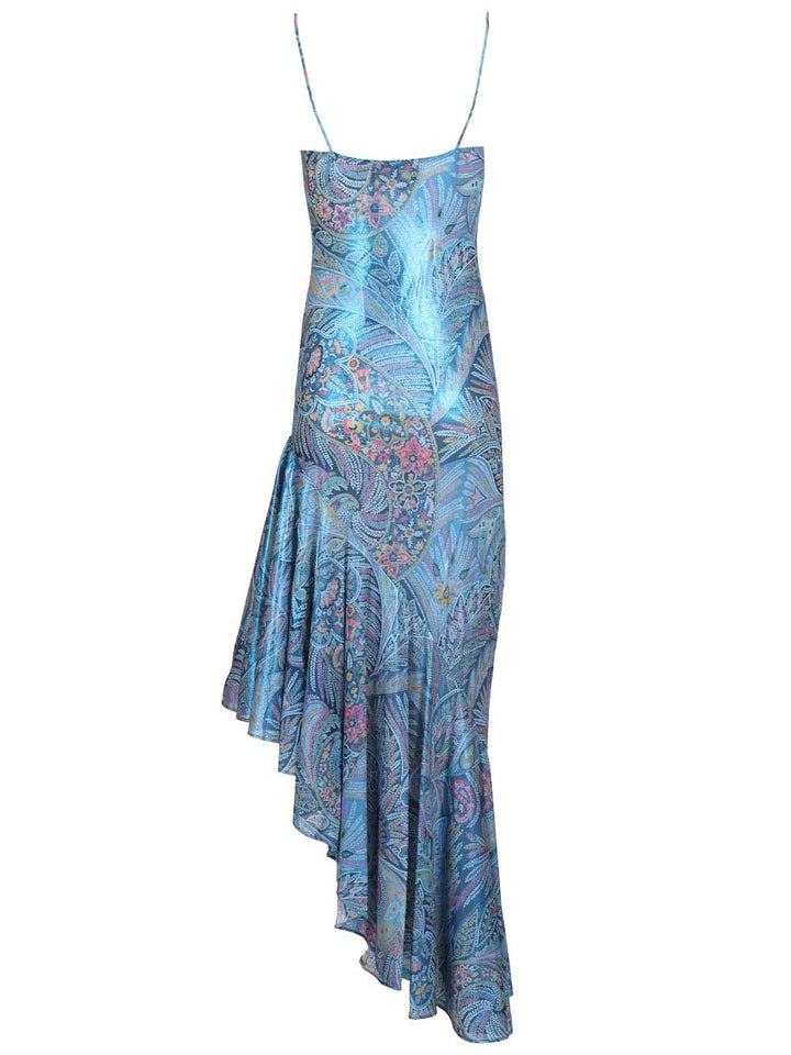 Etro Asymmetrical Dress With Ruffles And Paisley Print Dresses - Blue | edc8e5c984135c1d480ee9afb0c27e454507dd25