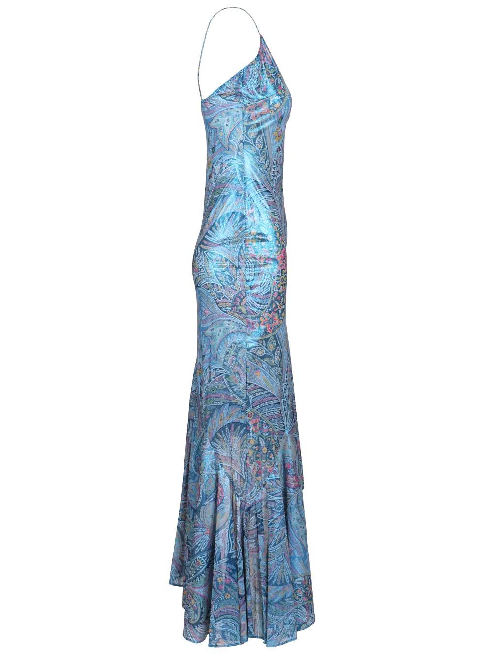 Etro Asymmetrical Dress With Ruffles And Paisley Print Dresses - Blue | 68503e3ce5ae532225c704e4b01a6bd8a0010919