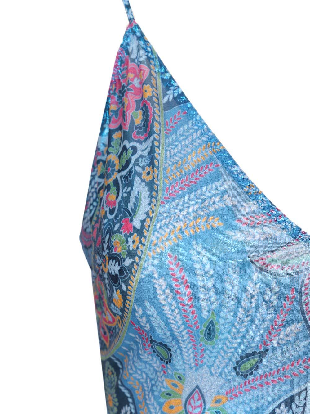 Etro Asymmetrical Dress With Ruffles And Paisley Print Dresses - Blue | 9f95fc864666d41f0042800d1a4fb84a32210b5d