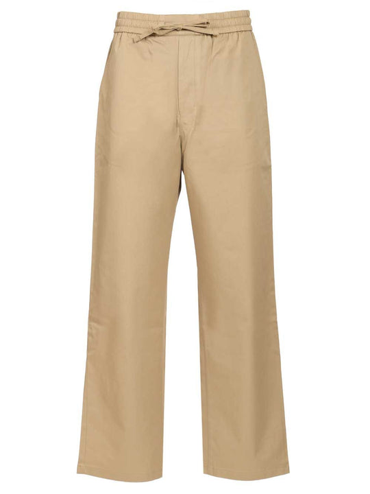 With Elasticated Waist Trousers Beige