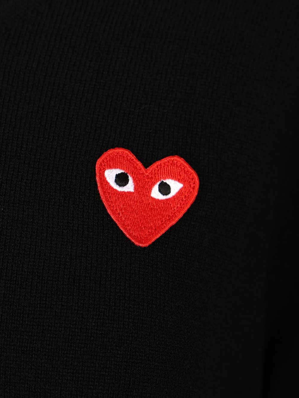 Comme Des Garcons Play Crew Neck Wool Sweater Knitwear - Black | 6f4b50c313149bf2344517f63947ad0f96af990b