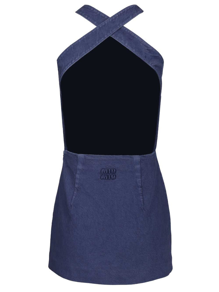 Miu Miu Gabardine Mini Dress Dresses - Blue | b854a823ecd3b69d2ff75ff7e9a1c727f1bcd970