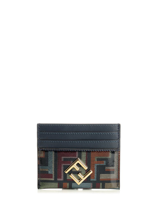 Flat Card Holder In Ff Jacquard Wallets Blue