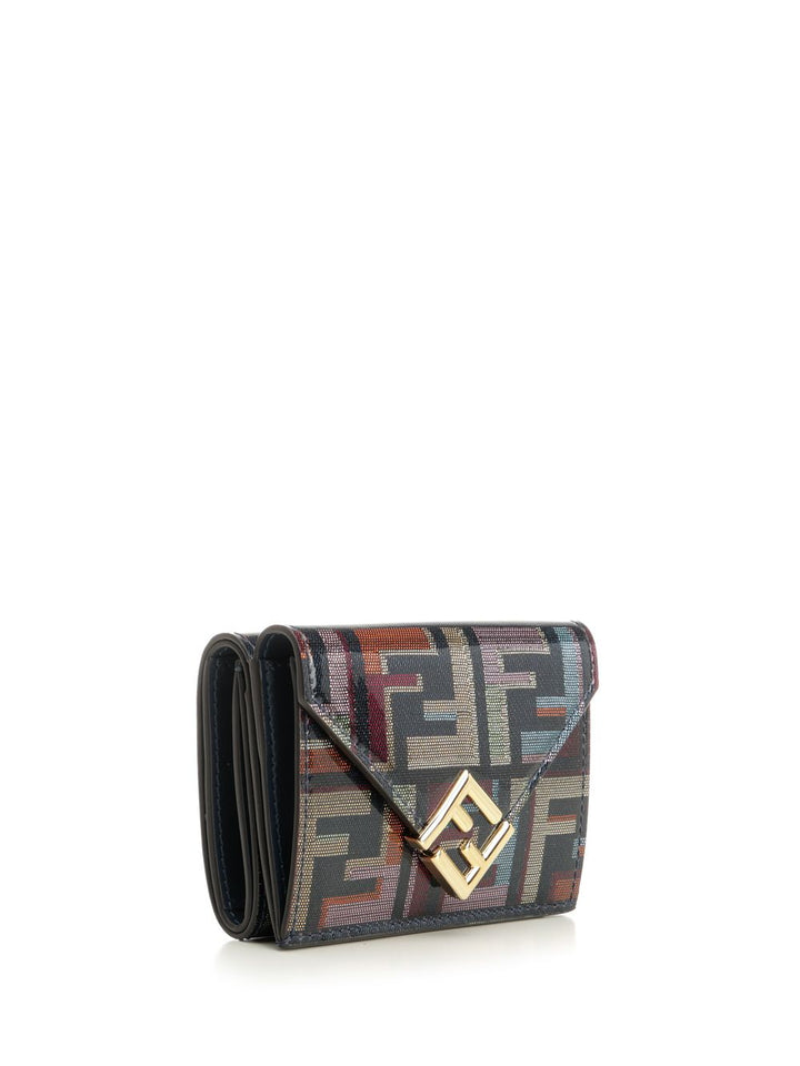 Fendi Mini Trifold Tessuto Lame F Wallets - Blue | 16db04e4ccfb51f5ef105300cb66a82c439a233f