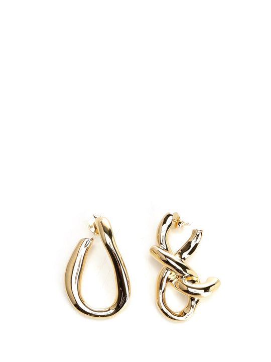 Chain Link Golden Asymetrical Earrings Jewelry Gold