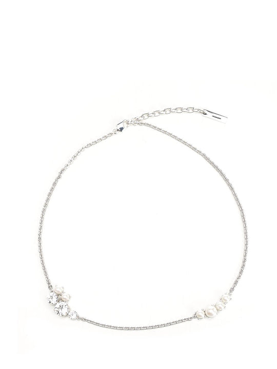 Crystal Pearl Mixed Silvery S Necklace Jewelry Silver