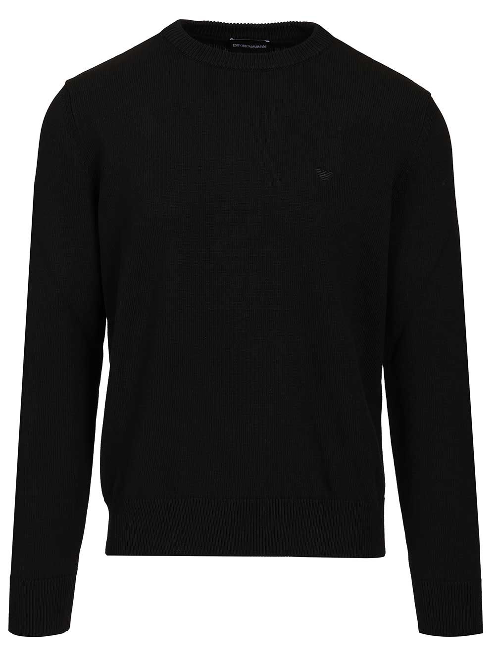 Emporio Armani Cotton Sweater Knitwear - Black | b48ddfeafc8a1c9eae76e7b251708f521639efe9