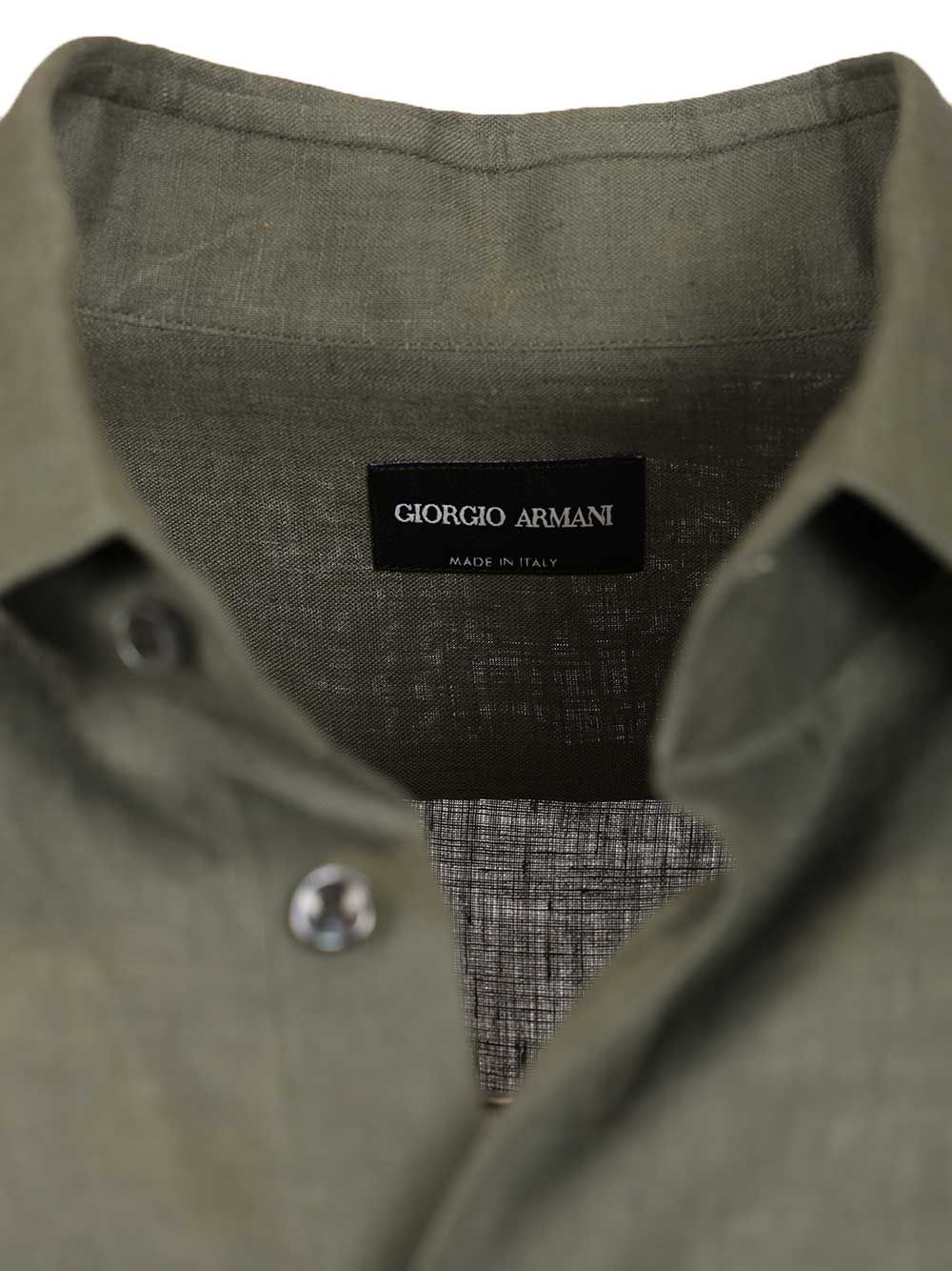 Giorgio Armani Classic Linen Shirt Shirts - Green | 373ffcf626b161fc2c61fd3a2fdc91029f3cc282