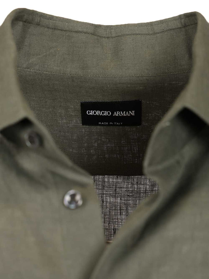 Giorgio Armani Classic Linen Shirt Shirts - Green | 373ffcf626b161fc2c61fd3a2fdc91029f3cc282