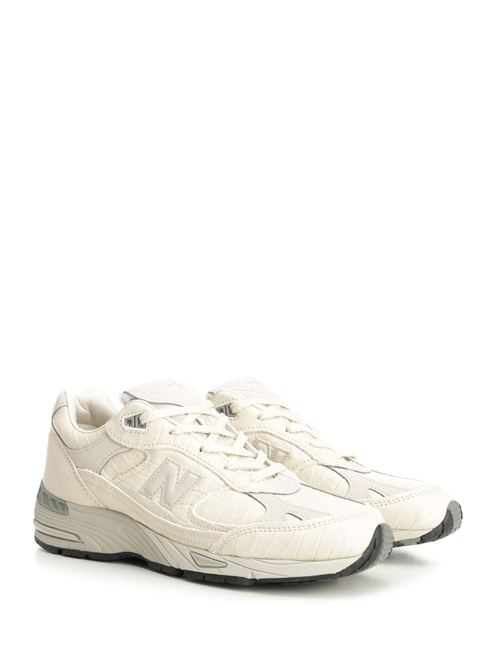 New Balance 991 Sneaker In Crocodile-Print Leather Sneakers - White | 1761bf84cbceff16a04bb9b0e30585a5db6489c0