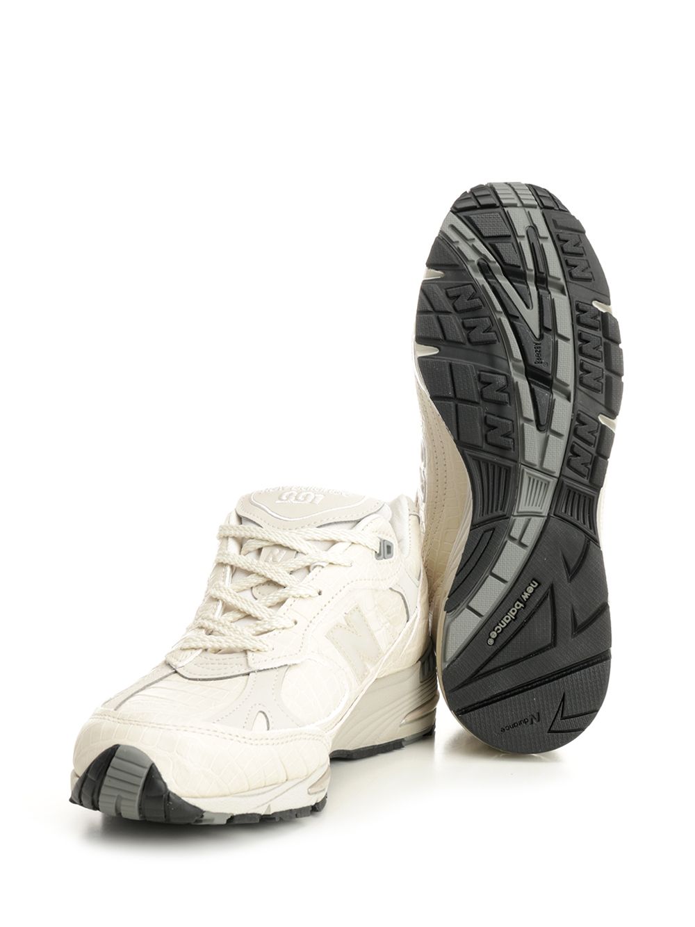 New Balance 991 Sneaker In Crocodile-Print Leather Sneakers - White | d4f499c29be0b5bec33ee2321e1aa390fd7e67ba