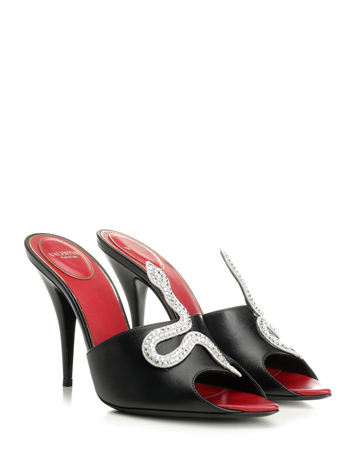 Valentino Garavani Vg Coeur Vipère Slide T.105 Sandals - Black | 8e9ecd658b277b3969c35a1d89ade68fd37f2e4e