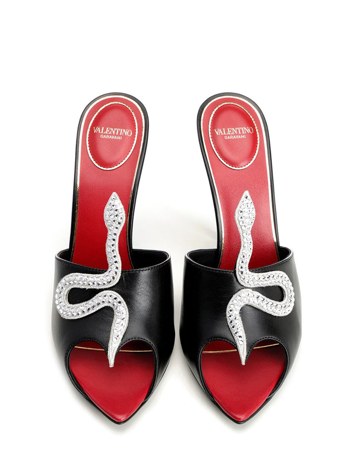 Valentino Garavani Vg Coeur Vipère Slide T.105 Sandals - Black | af5658ca145c6c9aef8b43a179d135cf32cad682