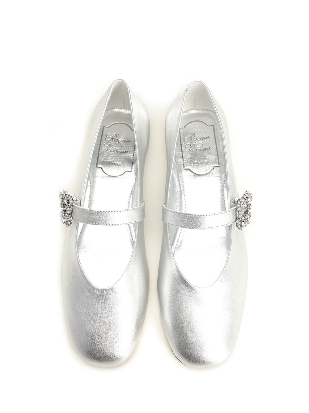 Roger Vivier Efflorescence Leather Strap Ballet Flats Scarpe basse - Silver | 2cd92c8dba704696909b71cdec0f42538e499ac7