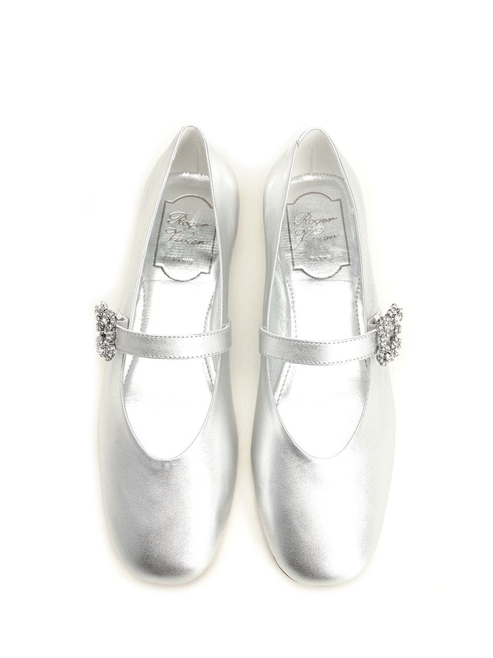 Roger Vivier Efflorescence Leather Strap Ballet Flats Scarpe basse - Silver | 2cd92c8dba704696909b71cdec0f42538e499ac7