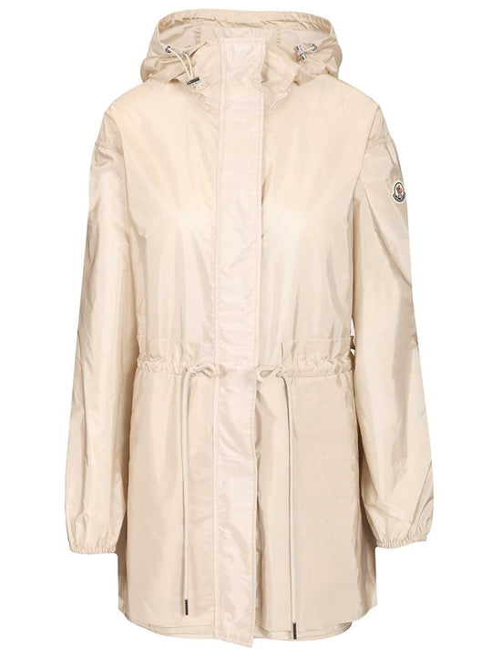 Weteau Waterproof Jacket With Hood And Ruffles Coats White