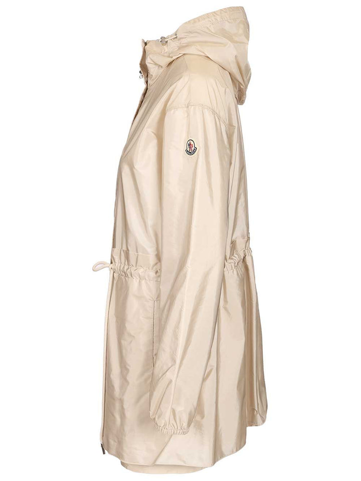 Moncler Weteau Waterproof Jacket With Hood And Ruffles Trench Coats - White | c52bc8b6b44a43a77458b93ca7d35d5aebf4108f