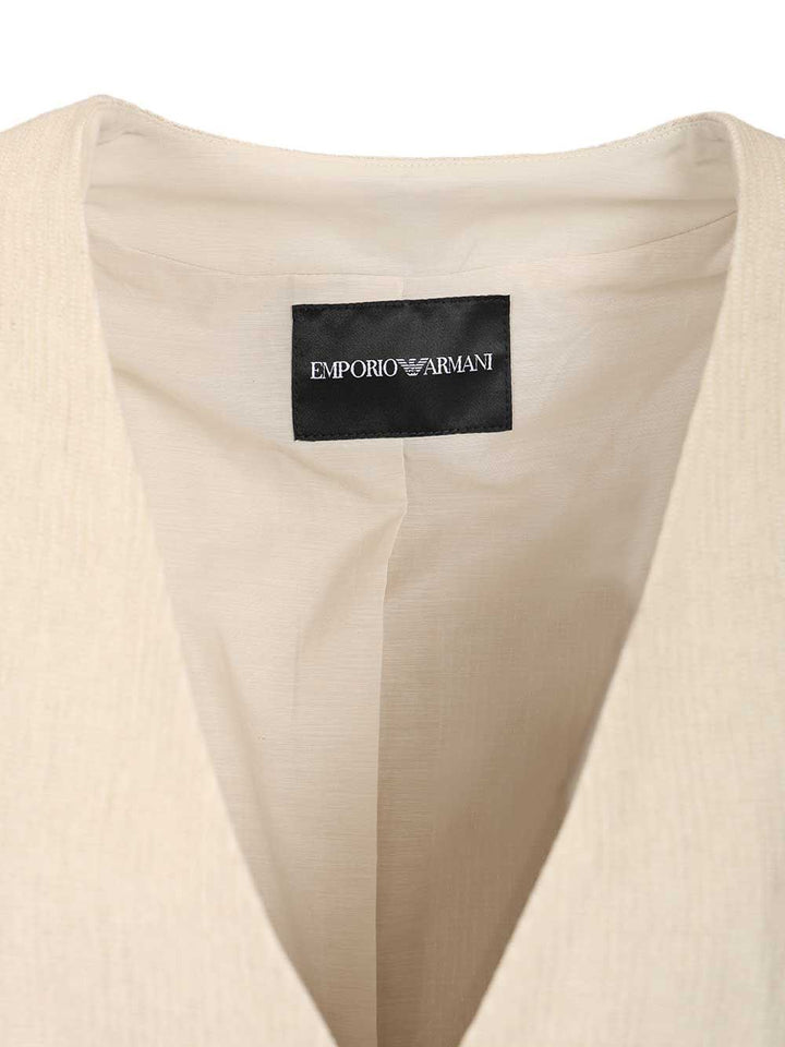 Emporio Armani Linen Blend Blazer Jackets - Beige | ffe2627429454e9d92108286f3cca3609bb43d3e