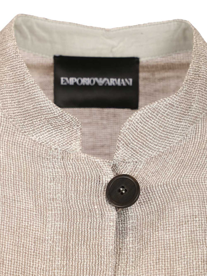 Emporio Armani Linen Gauze Shirt Jacket Jackets - Grey | 11f6ab442d9e837dce64a898e755e52b6d9c3e98