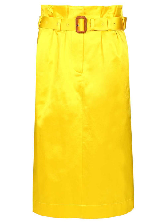 Seachy Cotton Satin Skirt Skirts Yellow