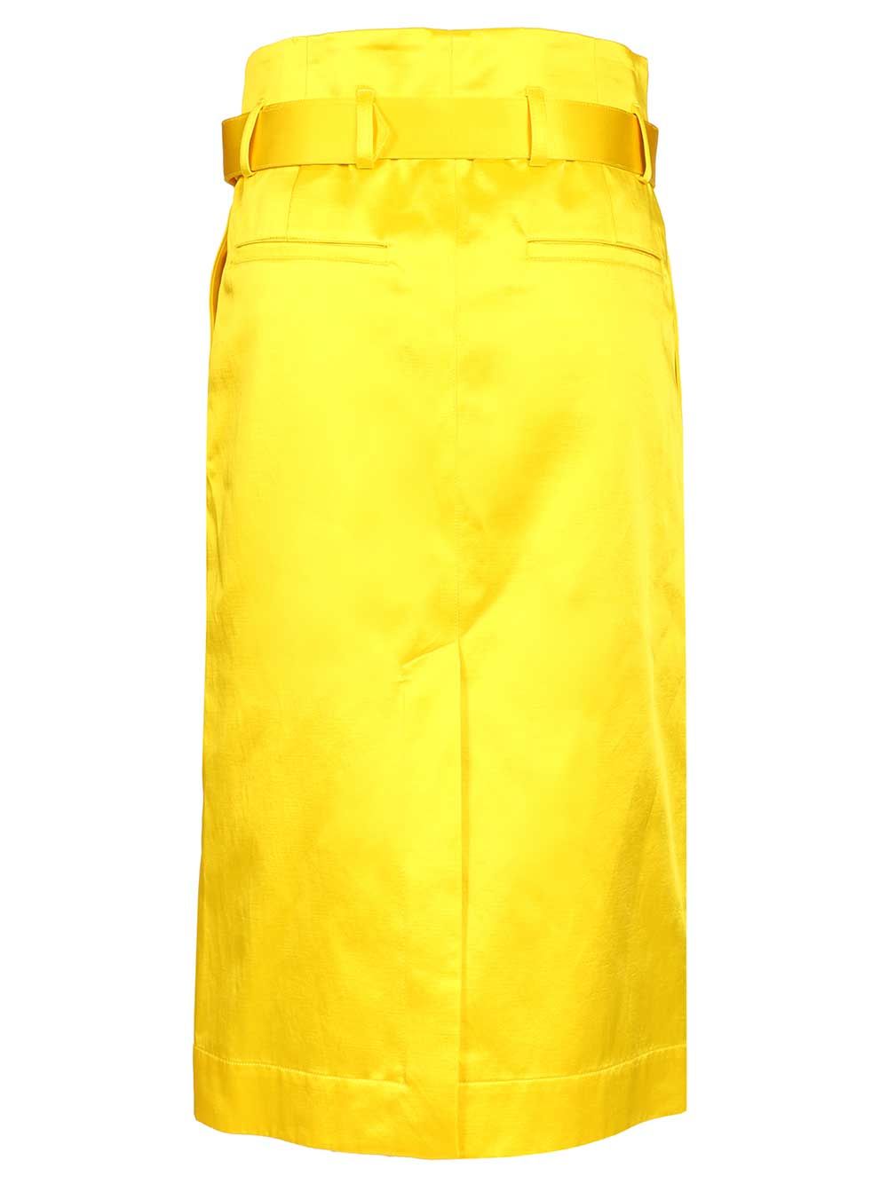 Dries Van Noten Seachy Cotton Satin Skirt Skirts - Yellow | 3856b4aa431de077028e4b8170b7468dfc687ea6