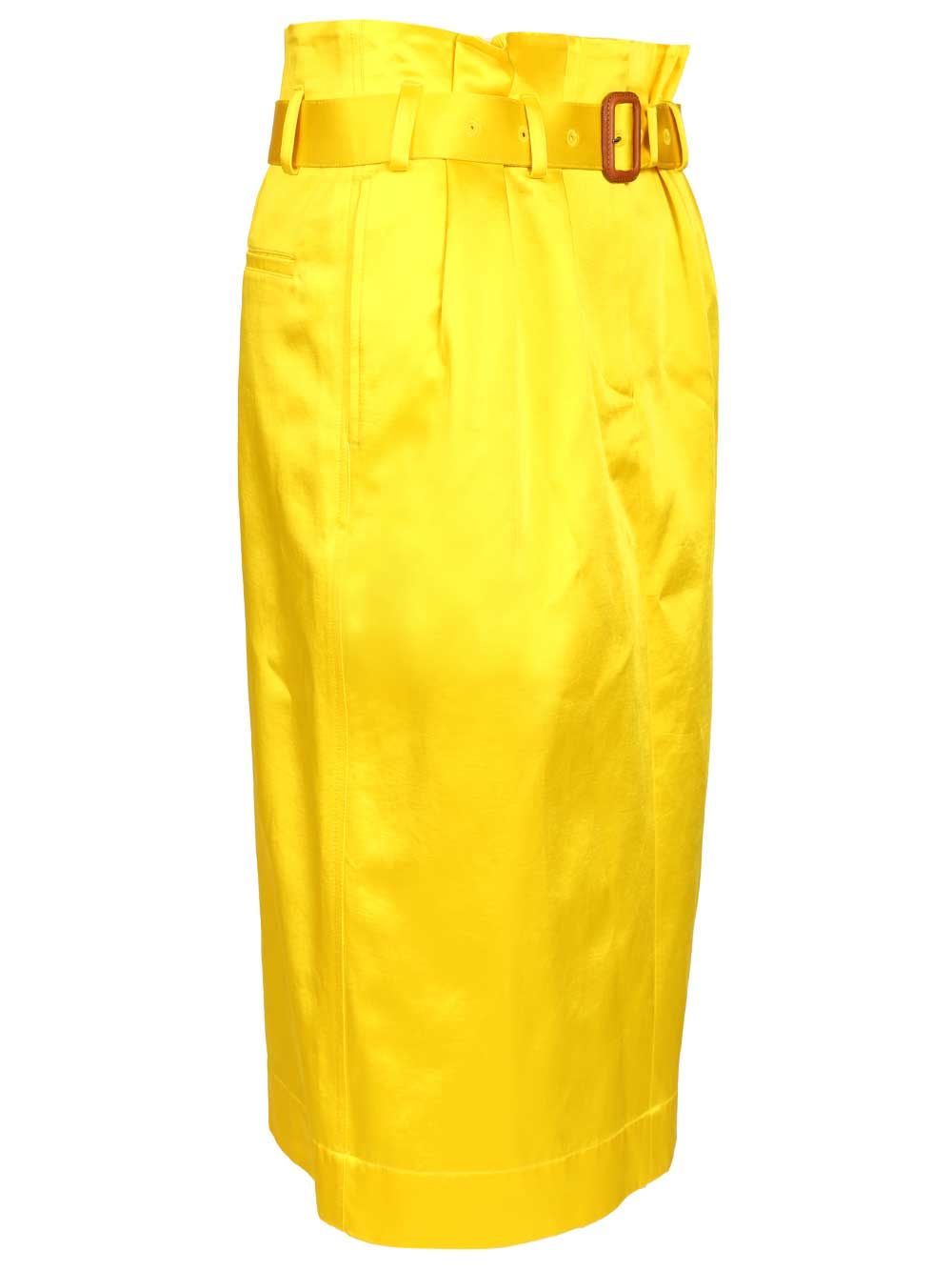 Dries Van Noten Seachy Cotton Satin Skirt Skirts - Yellow | 97730c0df418d327c3104ae0d95eb668f2451397
