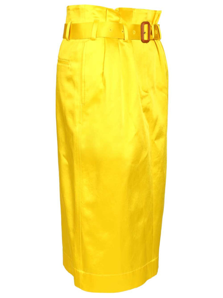 Dries Van Noten Seachy Cotton Satin Skirt Skirts - Yellow | 97730c0df418d327c3104ae0d95eb668f2451397