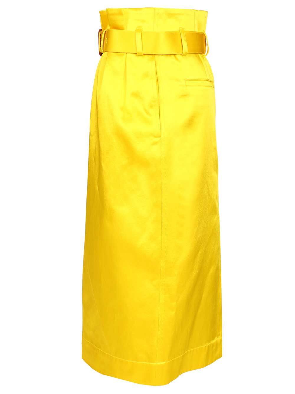 Dries Van Noten Seachy Cotton Satin Skirt Skirts - Yellow | a610b90fb52a7053f164b34cdfcb19defd12d429