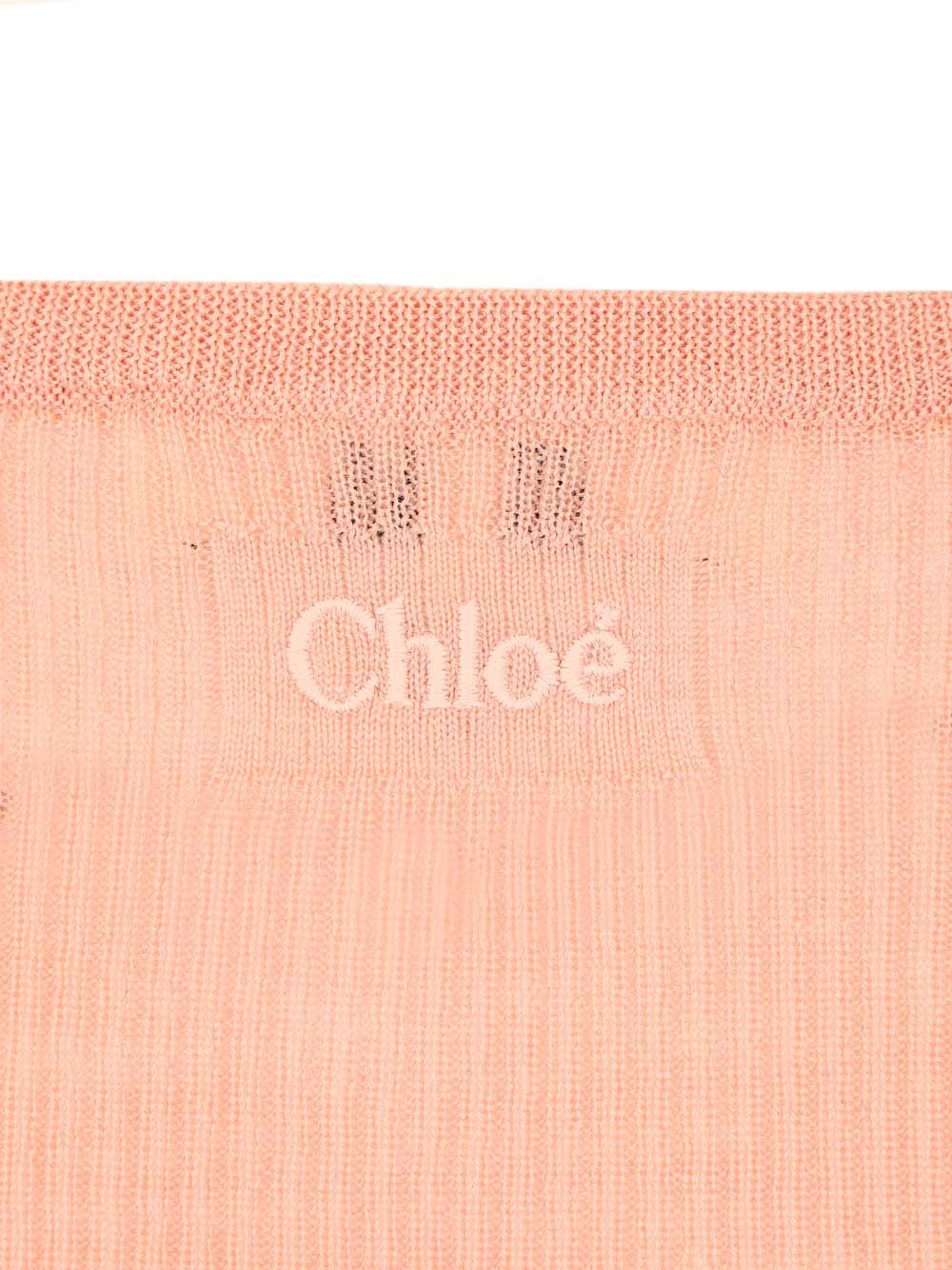 Chloe' Wool Rib Knitted & Guipure Sweater Knitwear - Rose | 560522349b56b74dd3ea4ac76f2c411f7294b3d5
