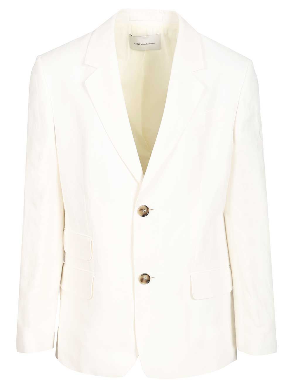Ami Single-Breasted Jacket Jackets - White | 69019a470892855eaedb1383096eae19f21b16a0