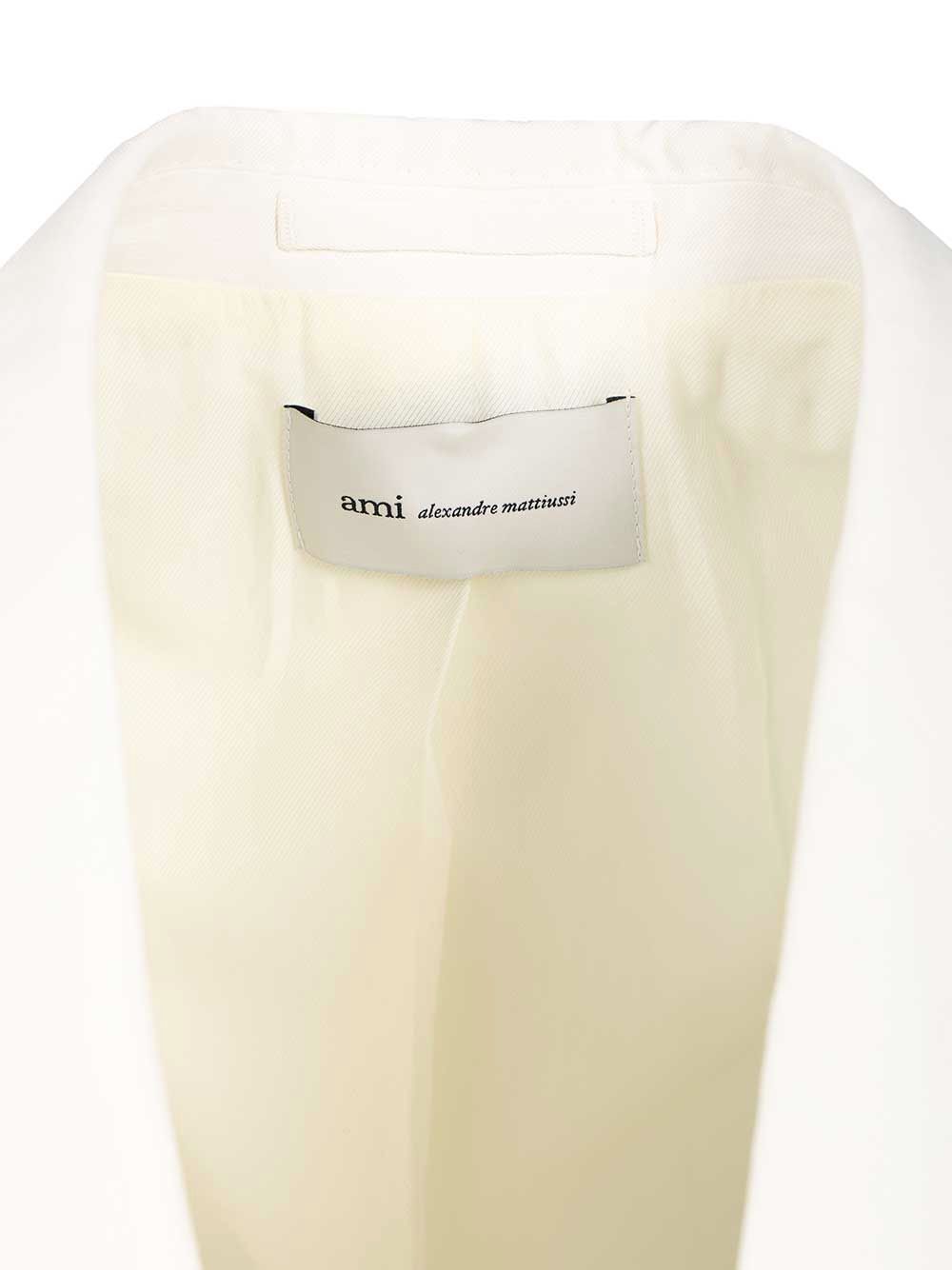 Ami Single-Breasted Jacket Jackets - White | 366a32680064296bf6af4e20381bafb8d87bd857