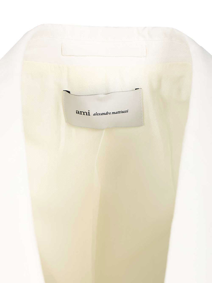Ami Single-Breasted Jacket Jackets - White | 366a32680064296bf6af4e20381bafb8d87bd857