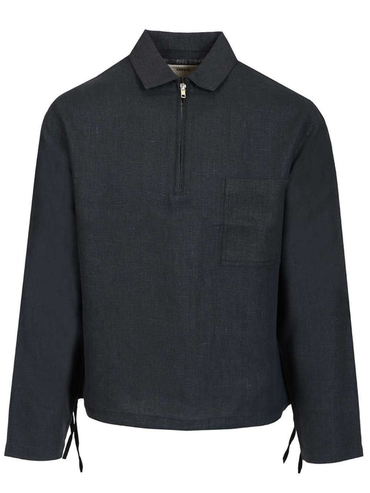 Zip-Up Sweater Shirts Blue