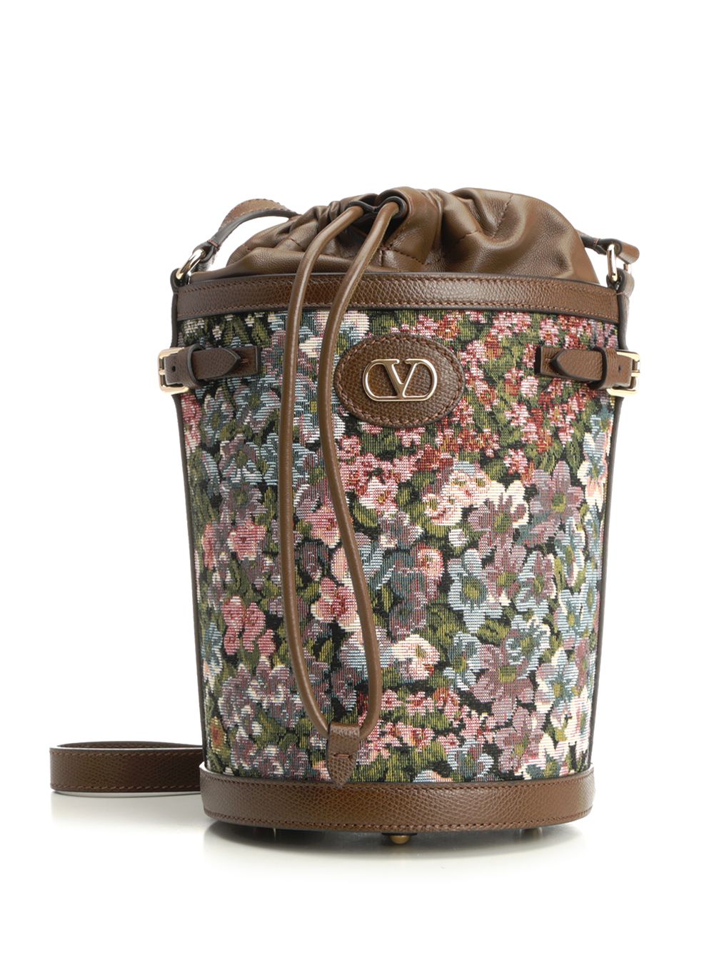 Valentino Garavani Bucket Bag In Jacquard Crossbody Bags - Brown | a8e2e4b44149f3d7ec8a62e096523acce64cd0a7