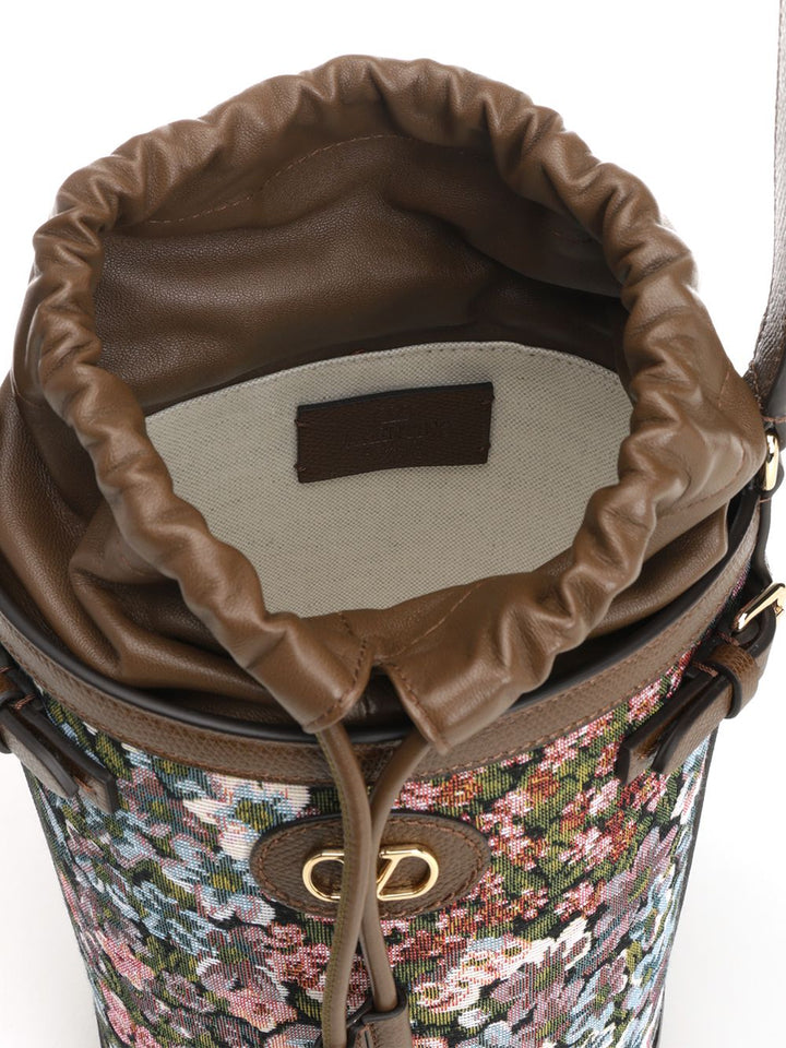 Valentino Garavani Bucket Bag In Jacquard Crossbody Bags - Brown | 5ec62fc41edab9d48c6d0b273d5a49dca5158fd5