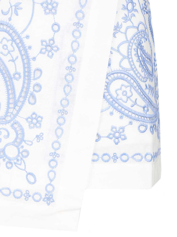 Self-Portrait Linen Shorts Trousers - White | 0610b5410e3882215d4b5a7e5f01b36eafde13b8