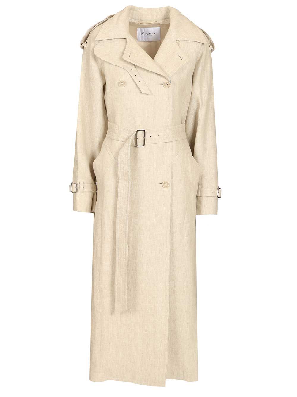 Max Mara Trench Double Breasted Coat Coats - White | 89e4cb7056b7234a7f9a06878f667fd266840c70