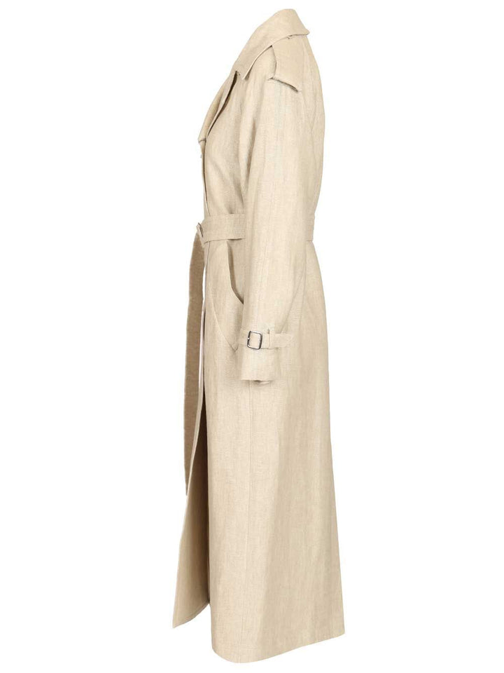 Max Mara Trench Double Breasted Coat Coats - White | 9bee696a8ada45ccef69923af50f7471194c5c71