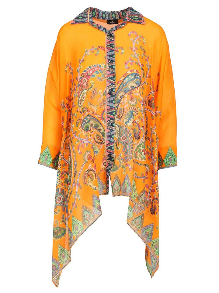 Etro Multicoloured Printed Ramie Blouse Shirts - Orange | e3b6752f511cafcb3b2e7bef723747321928afed