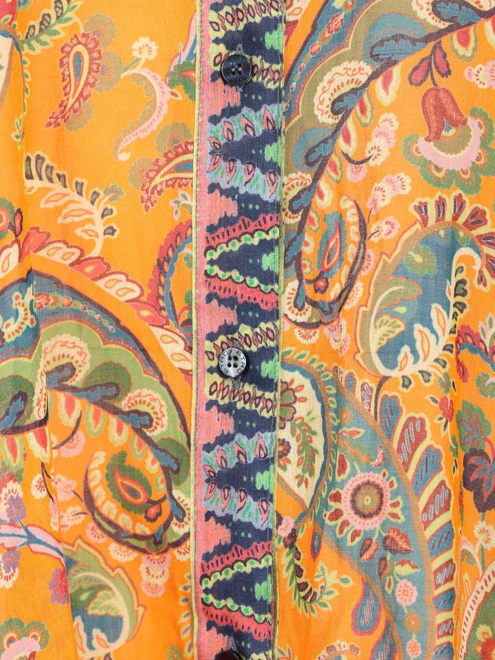 Etro Multicoloured Printed Ramie Blouse Shirts - Orange | a965cfbbf601b69767ad77bcb635de91b3e965d7