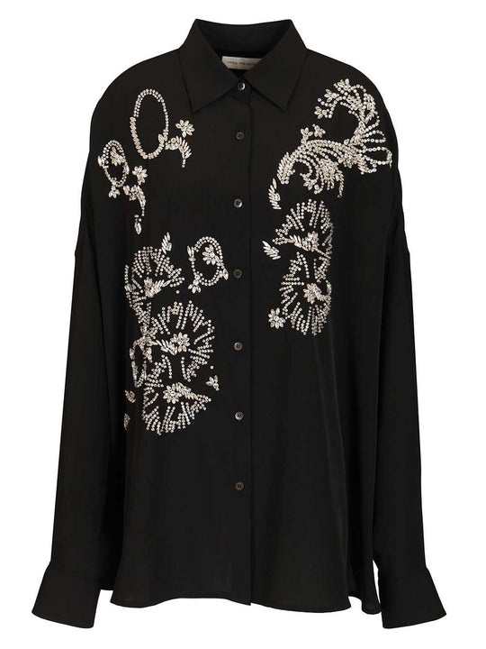 Oversized Shirt With Crystals Shirts Black