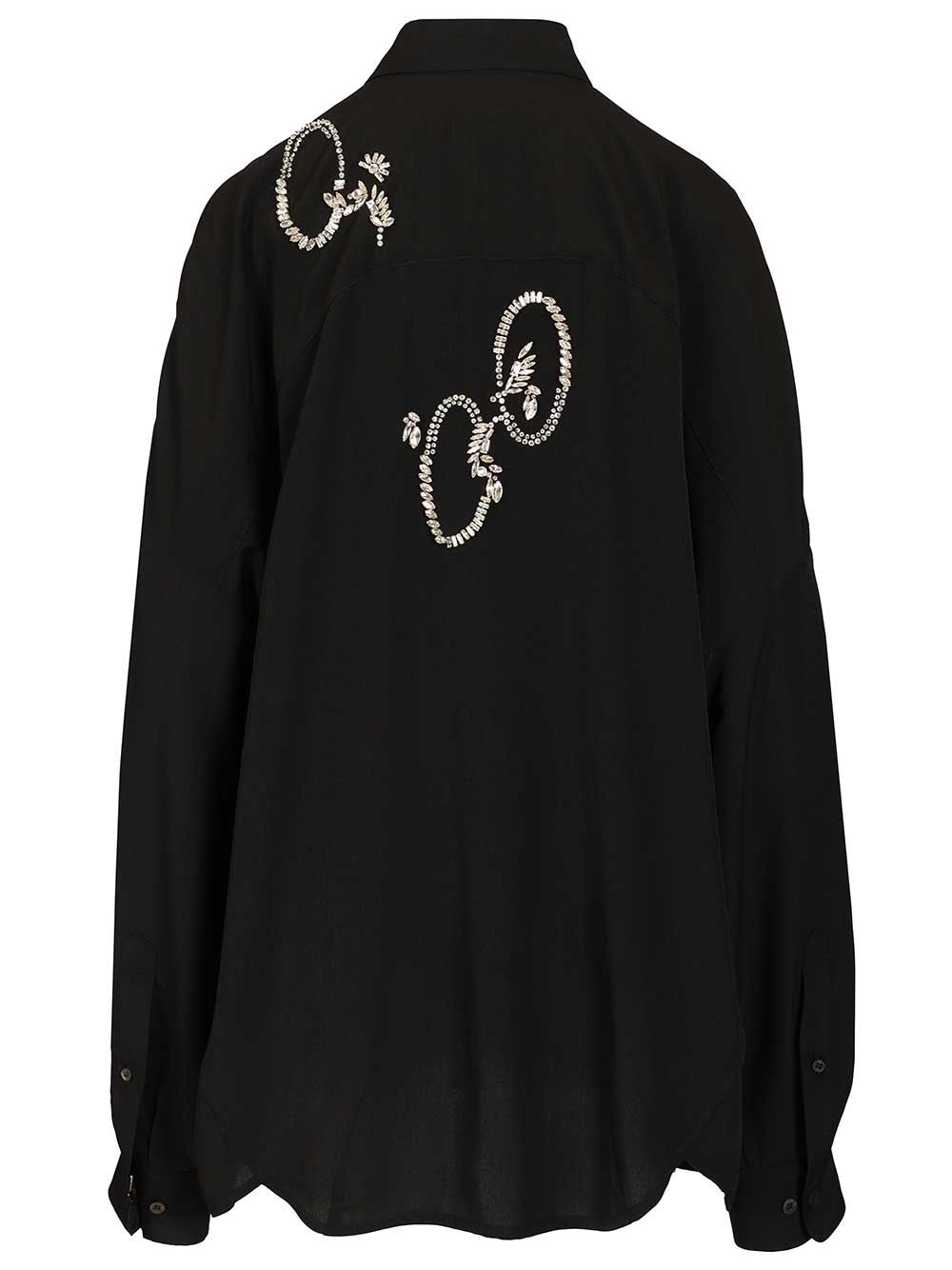 Dries Van Noten Oversized Shirt With Crystals Shirts - Black | d5d288a165b62b75dc996933f7ccdf9faf60dcb6