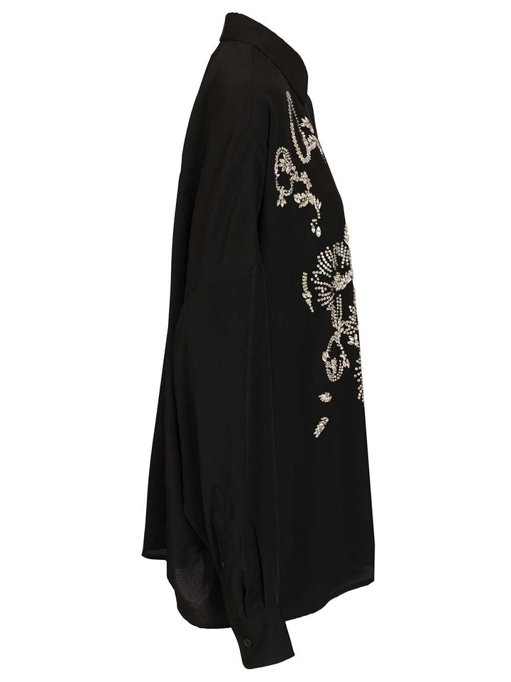 Dries Van Noten Oversized Shirt With Crystals Shirts - Black | 1a99d3af4d80c7314a1de0f5ef2a8edd8b4115a0