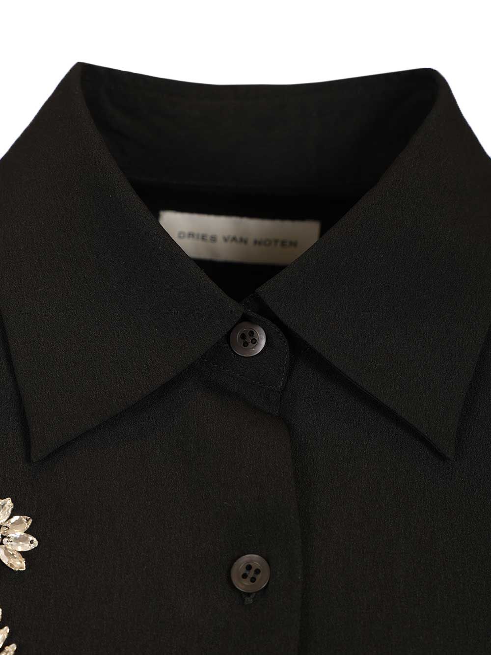 Dries Van Noten Oversized Shirt With Crystals Shirts - Black | 0d1fe302bbb73ceffa2d64b553a2a1a252366c99