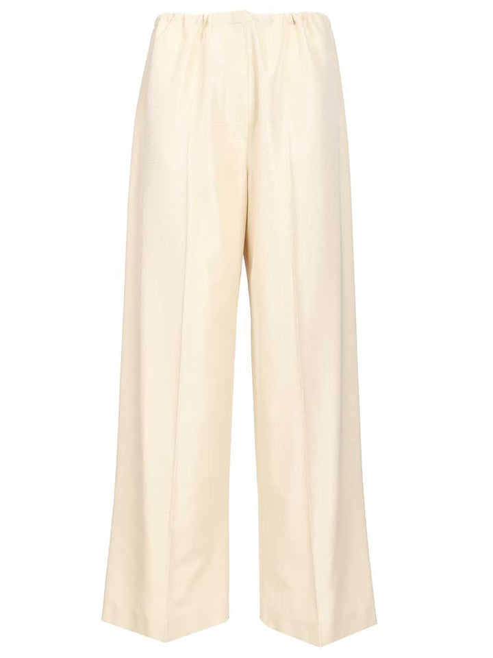 The Row Silk Beta Pants Trousers - White | 69d114d002945ed0b0363cce6a48942c366a1037