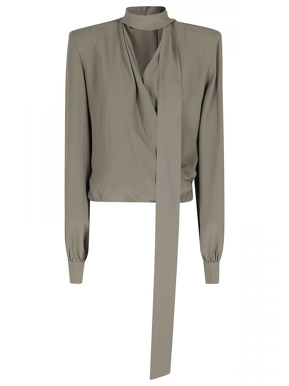 Federica Tosi Crop Blouse With Scarf Tops - Green | a5773379a332f0c32dfbcba789b33414279318f3