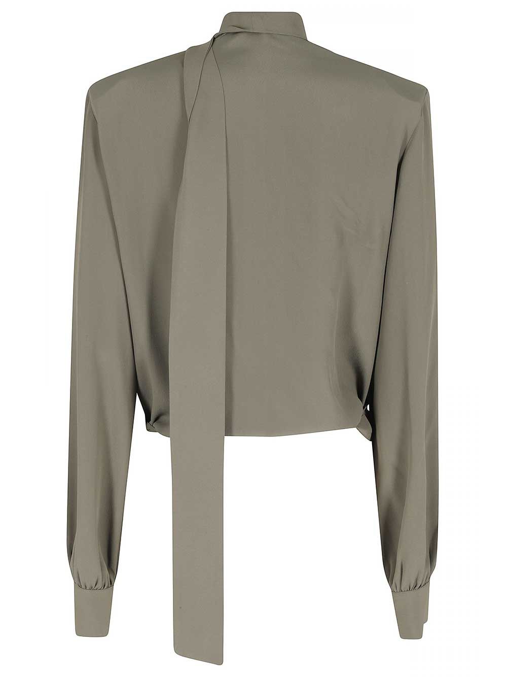 Federica Tosi Crop Blouse With Scarf Tops - Green | 2f30780847f4b5febe56b4ea0cd776ebbf95333b