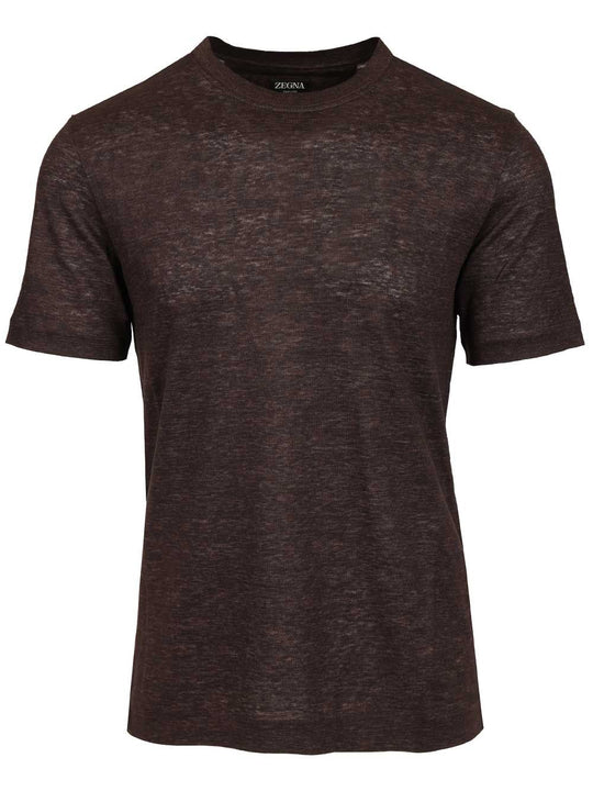 Linen . T-Shirt Brown
