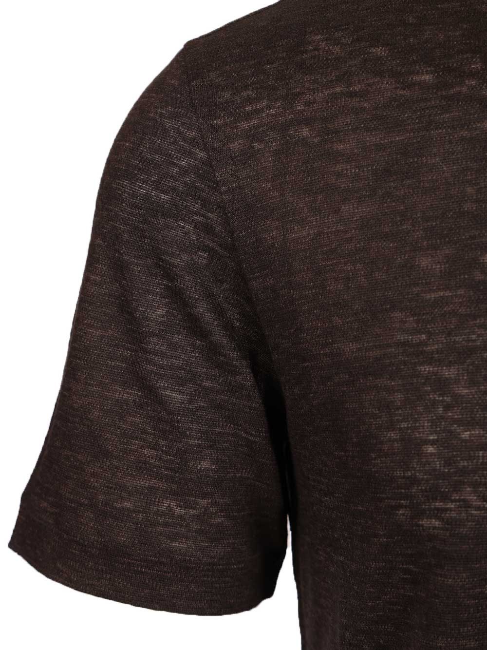 Ermenegildo Zegna Linen . T-Shirt - Brown | 33fa7e41cce8957dc84627c3abe078c30a30e22e
